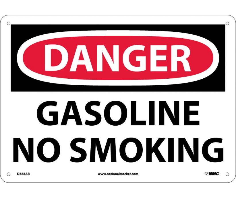 DANGER, GASOLINE NO SMOKING, 10X14, .040 ALUM
