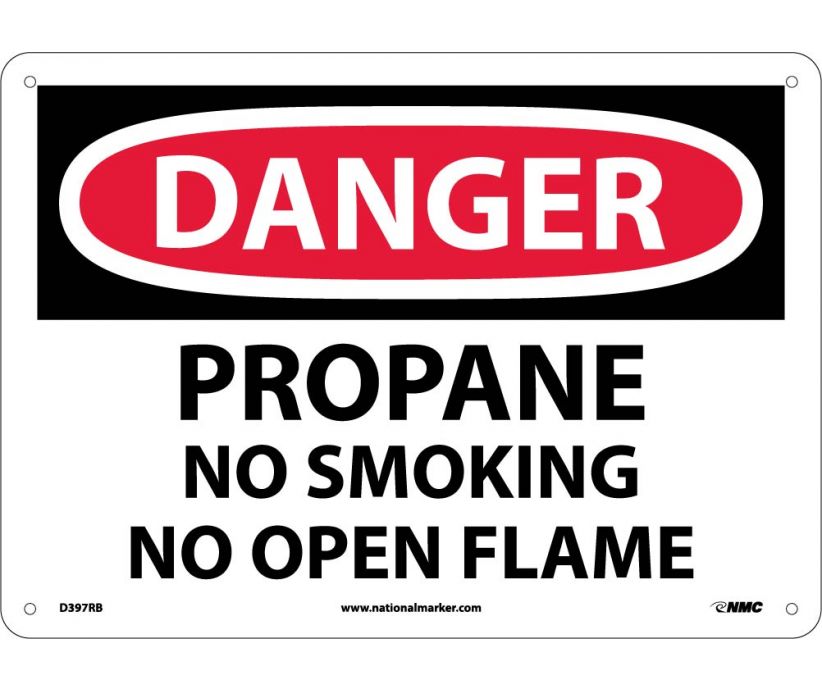 DANGER, PROPANE NO SMOKING NO OPEN FLAME, 10X14, RIGID PLASTIC