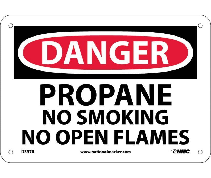 DANGER, PROPANE NO SMOKING NO OPEN FLAME, 7X10, RIGID PLASTIC