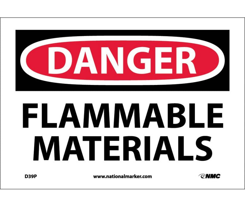 DANGER, FLAMMABLE MATERIALS, 7X10, .040 ALUM