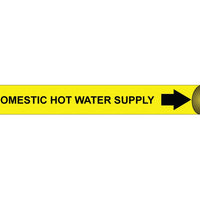 PIPEMARKER PRECOILED, DOMESTIC HOT WATER SUPPLY B/Y, FITS 3 3/8"-4 1/2" PIPE