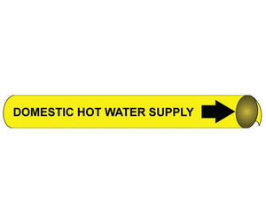 PIPEMARKER PRECOILED, DOMESTIC HOT WATER SUPPLY B/Y, FITS 3 3/8"-4 1/2" PIPE