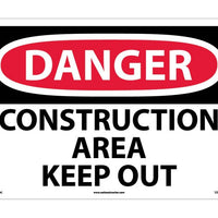 DANGER, CONSTRUCTION AREA KEEP OUT, 14X20, .040 ALUM
