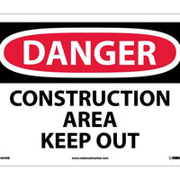 DANGER, CONSTRUCTION AREA KEEP OUT, 10X14, RIGID PLASTIC