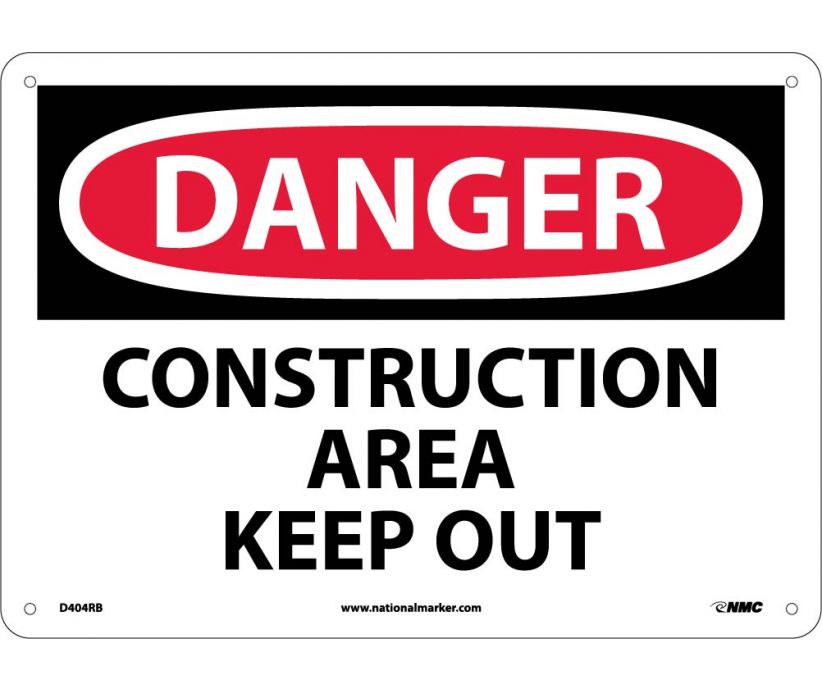 DANGER, CONSTRUCTION AREA KEEP OUT, 10X14, RIGID PLASTIC
