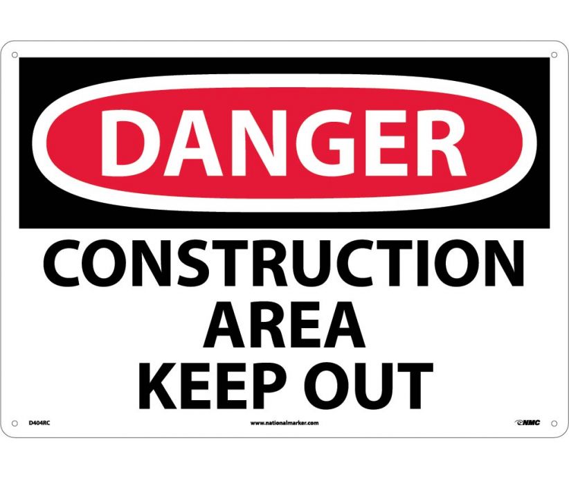 DANGER, CONSTRUCTION AREA KEEP OUT, 14X20, RIGID PLASTIC