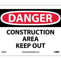 DANGER, CONSTRUCTION AREA KEEP OUT, 7X10, RIGID PLASTIC