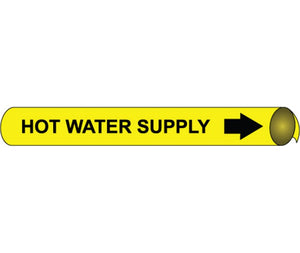 PIPEMARKER PRECOILED, HOT WATER SUPPLY B/Y, FITS 3 3/8"-4 1/2" PIPE