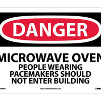 DANGER, MICROWAVE OVEN PEOPLE WEARING PACEMAKERS, 10X14, PS VINYL