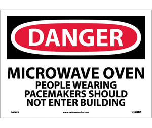 DANGER, MICROWAVE OVEN PEOPLE WEARING PACEMAKERS, 10X14, PS VINYL