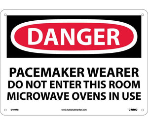 DANGER, PACEMAKER WEARER DO NOT ENTER THIS ROOM, 10X14, RIGID PLASTIC