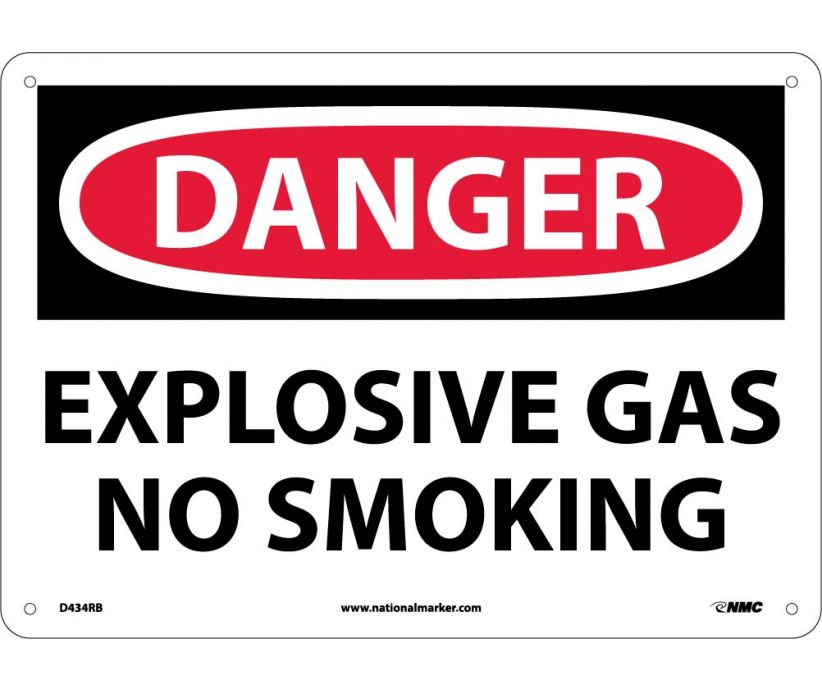 DANGER, EXPLOSIVE GAS NO SMOKING, 10X14, RIGID PLASTIC