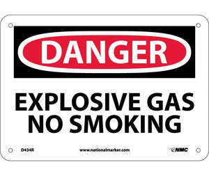 DANGER, EXPLOSIVE GAS NO SMOKING, 7X10, RIGID PLASTIC