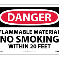 DANGER, FLAMMABLE MATERIAL NO SMOKING WITHIN., 10X14, .040 ALUM