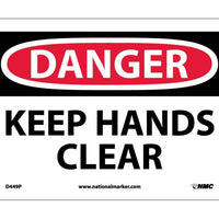 DANGER, KEEP HANDS CLEAR, 10X14, RIGID PLASTIC