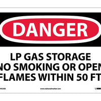 DANGER, LP GAS STORAGE NO SMOKING OR OPEN. . ., 10X14, .040 ALUM