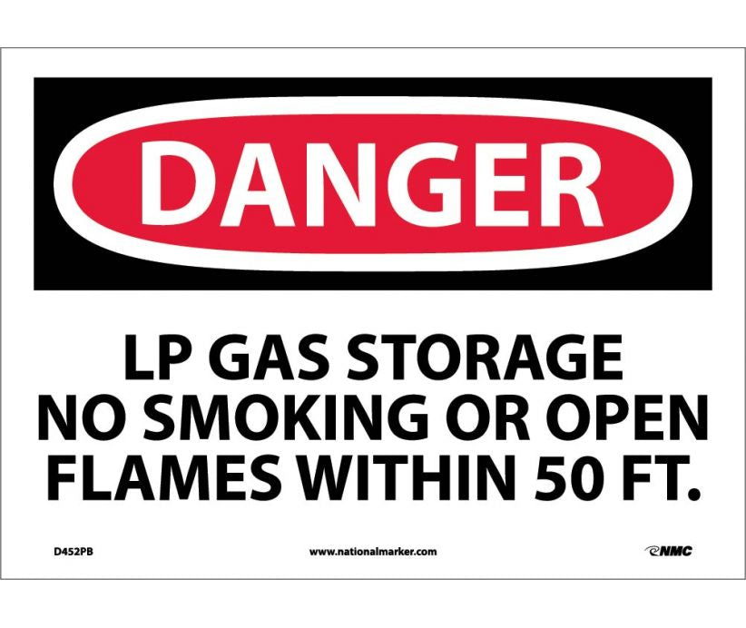DANGER, LP GAS STORAGE NO SMOKING OR OPEN. . ., 10X14, PS VINYL