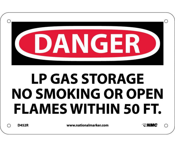 DANGER, LP GAS STORAGE NO SMOKING OR OPEN. . ., 7X10, RIGID PLASTIC