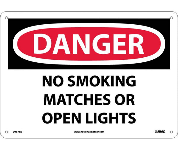 DANGER, NO SMOKING MATCHES OR OPEN LIGHTS, 10X14, RIGID PLASTIC