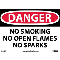 DANGER, NO SMOKING NO OPEN FLAMES NO SPARKS, 7X10, .040 ALUM