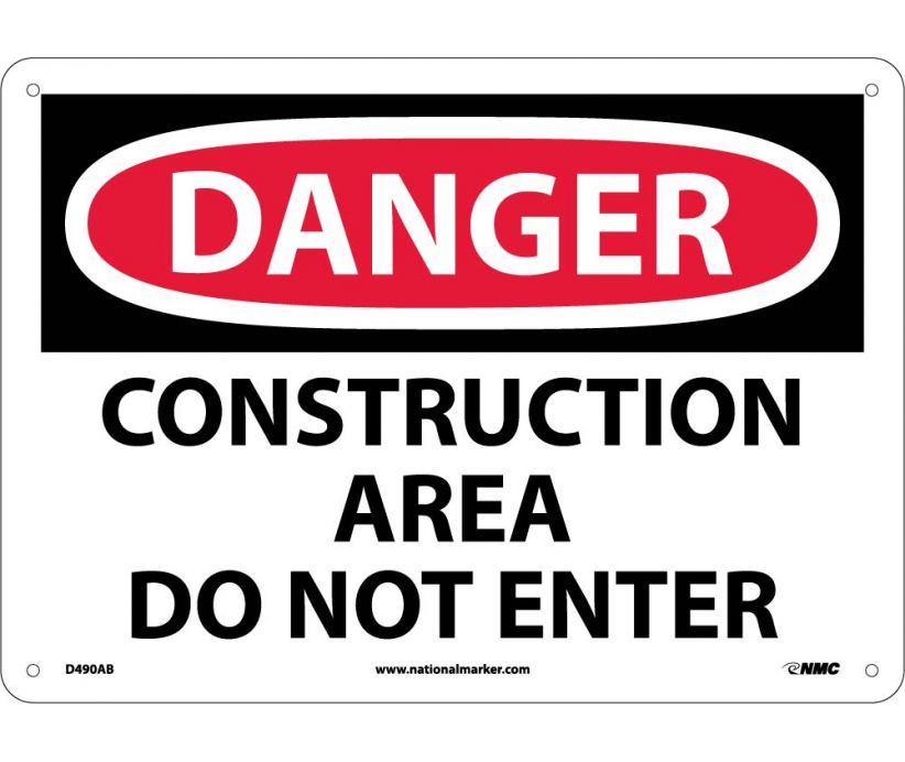 DANGER, CONSTRUCTION AREA DO NOT ENTER, 10X14, .040 ALUM