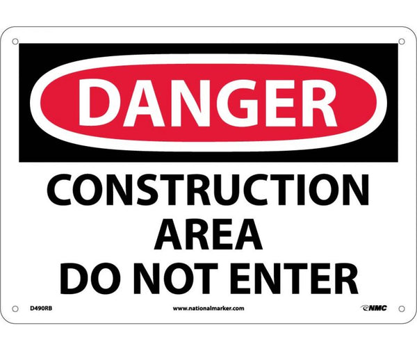 DANGER, CONSTRUCTION AREA DO NOT ENTER, 10X14, RIGID PLASTIC
