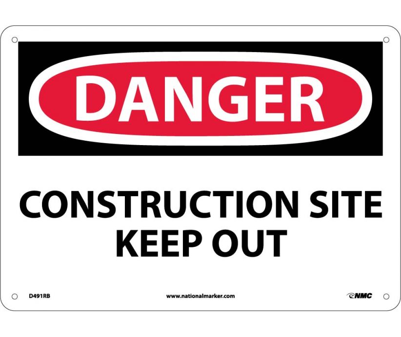 DANGER, CONSTRUCTION SITE KEEP OUT, 10X14, RIGID PLASTIC