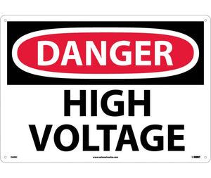 DANGER, HIGH VOLTAGE, 14X20, RIGID PLASTIC