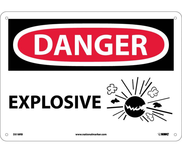 DANGER, EXPLOSIVE, GRAPHIC, 10X14, RIGID PLASTIC