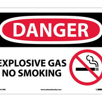 DANGER, EXPLOSIVE GAS NO SMOKING, GRAPHIC,10X14, RIGID PLASTIC