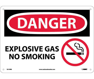 DANGER, EXPLOSIVE GAS NO SMOKING, GRAPHIC,10X14, RIGID PLASTIC