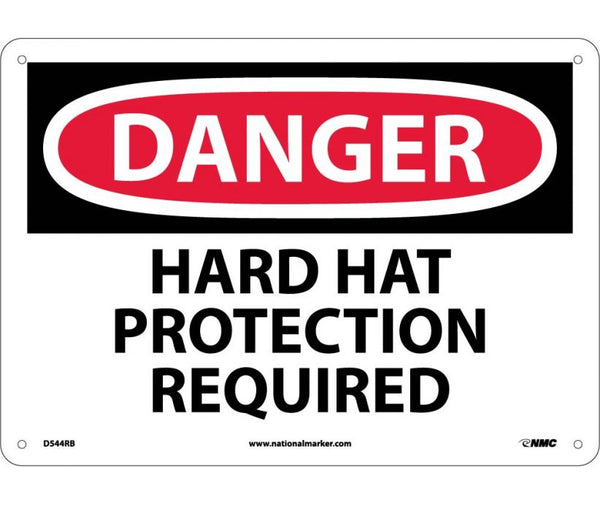 DANGER, HARD HAT PROTECTION REQUIRED, 10X14, RIGID PLASTIC
