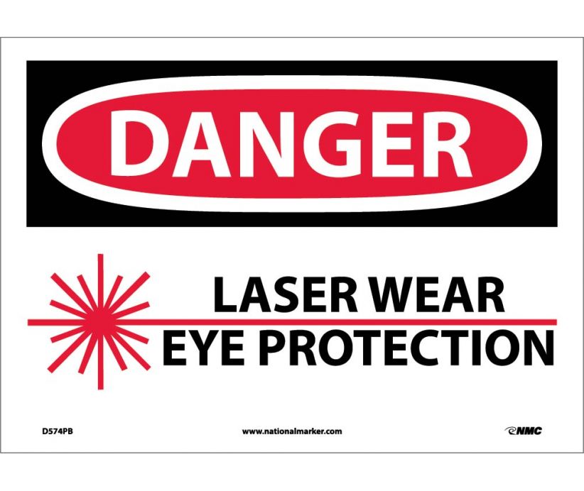 DANGER, LASER WEAR EYE PROTECTION, GRAPHIC, 10X14, PS VINYL