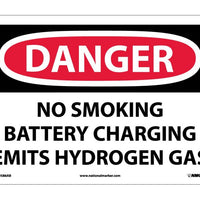 DANGER, NO SMOKING BATTERY CHARGING EMITS HYDROGEN GAS, 10X14, .040 ALUM