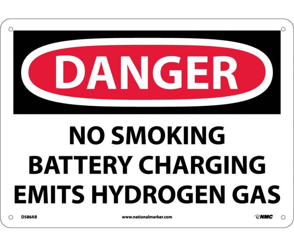 DANGER, NO SMOKING BATTERY CHARGING EMITS HYDROGEN GAS, 10X14, .040 ALUM