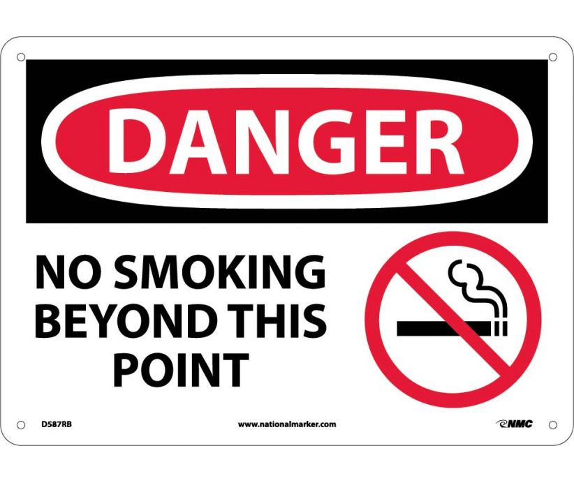 DANGER, NO SMOKING BEYOND THIS POINT, GRAPHIC, 10X14, RIGID PLASTIC