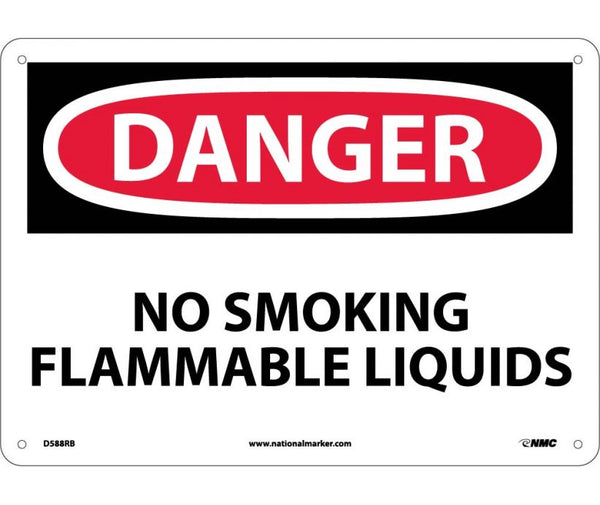 DANGER, NO SMOKING FLAMMABLE LIQUIDS, 10X14, RIGID PLASTIC