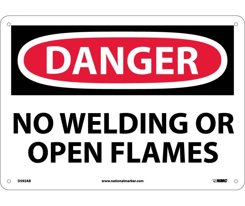 DANGER, NO WELDING OR OPEN FLAMES, 10X14, .040 ALUM