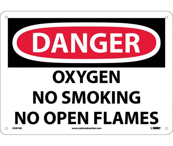 DANGER, OXYGEN NO SMOKING NO OPEN FLAMES, 10X14, .040 ALUM