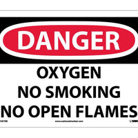 DANGER, OXYGEN NO SMOKING NO OPEN FLAMES, 10X14, RIGID PLASTIC