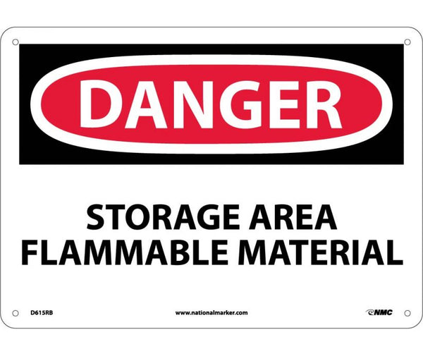 DANGER, STORAGE AREA FLAMMABLE MATERIAL, 10X14, RIGID PLASTIC