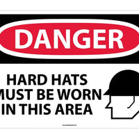 DANGER, HARD HATS MUST BE WORN IN THIS AREA, GRAPHIC, 20X28, .040 ALUM