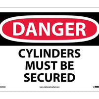 DANGER, CYLINDERS MUST BE SECURED, 10X14, .040 ALUM