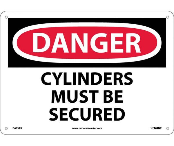 DANGER, CYLINDERS MUST BE SECURED, 10X14, .040 ALUM