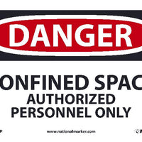 DANGER, CONFINED SPACE AUTHORIZED PERSONNEL ONLY, 10X14, .040 ALUM