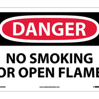 DANGER, NO SMOKING OR OPEN FLAME, 10X14, .040 ALUM