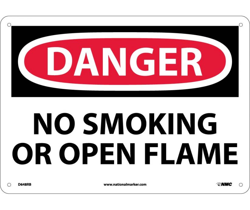 DANGER, NO SMOKING OR OPEN FLAME, 10X14, RIGID PLASTIC
