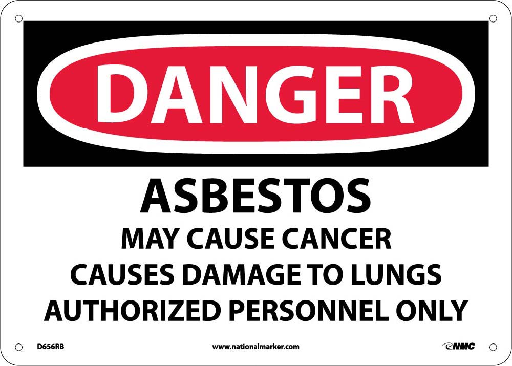 DANGER, ASBESTOS CANCER AND LUNG DISEASE HAZARD AUTHORIZED PERSONNEL ONLY, 10X14, RIGID PLASTIC