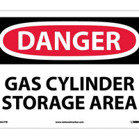 DANGER, GAS CYLINDER STORAGE AREA, 10X14, RIGID PLASTIC