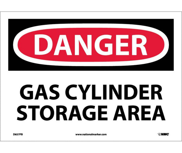 DANGER, GAS CYLINDER STORAGE AREA, 10X14, RIGID PLASTIC